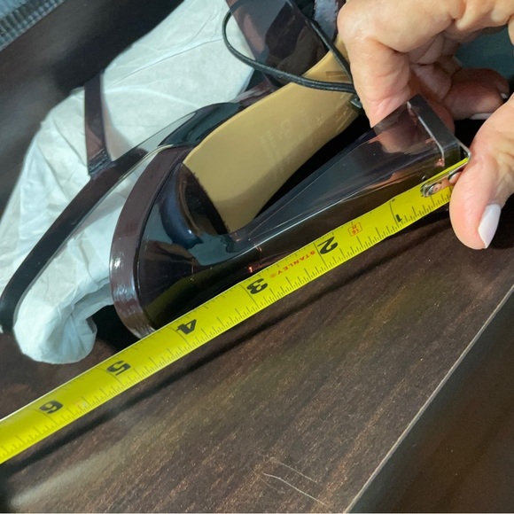 Zara black high-heeled vinyl sandals size 6 - Picture 4 of 12